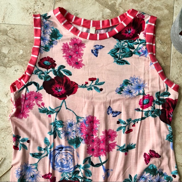 Pink Floral and Stripe Top - Picture 4 of 8
